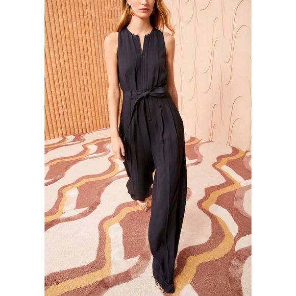 Ulla Johnson Wide-Leg Navy Blue Zip-Front Camelia Jumpsuit - Picture 1 of 7